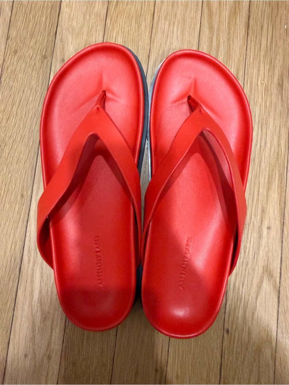 Assembly Label Women’s Red Casual Flip Flop Sandals - Comfortable Everyday Style